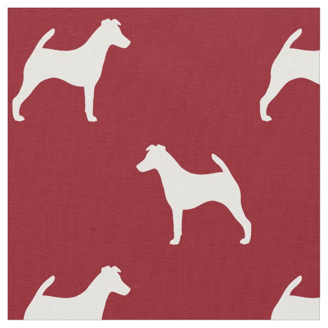 Smooth Fox Terrier Silhouettes Red and White Fabric (Close Up)