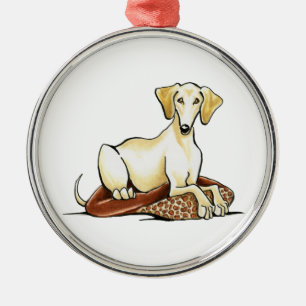 Smooth Gold Saluki Lester Metal Tree Decoration