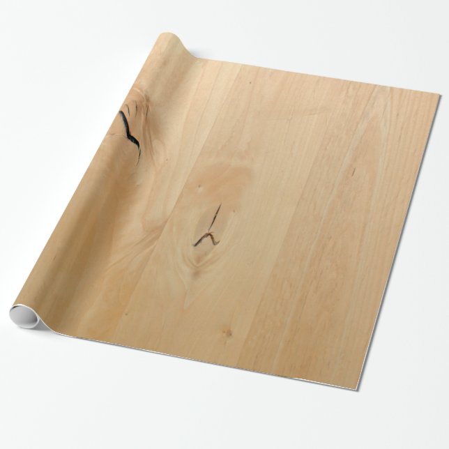 Smooth Light Maple Wood Panel Wrapping Paper (Unrolled)