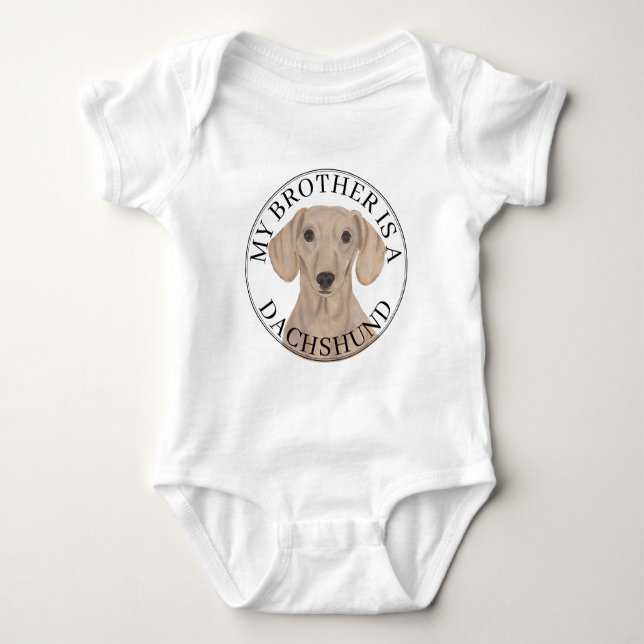 Smooth Red Dachshund Big Brother Baby Bodysuit (Front)