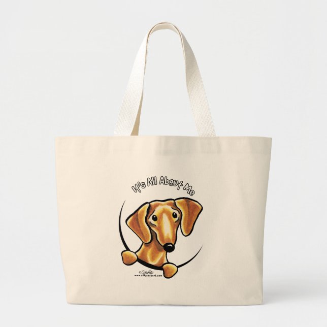 Smooth Red Dachshund Its All About Me Large Tote Bag (Front)