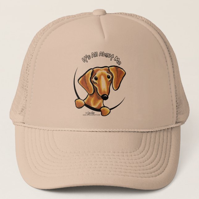Smooth Red Dachshund Its All About Me Trucker Hat (Front)