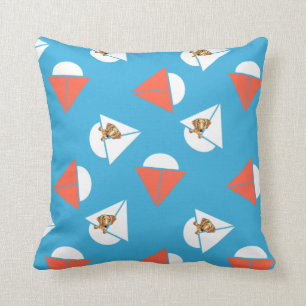 Smooth Red Dachshund Sailboats Blue Cushion