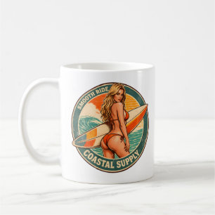 Smooth Ride Coastal Supply Surf Pin-up Graphic Coffee Mug