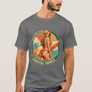 Smooth Ride Coastal Supply   Surf Pin-up Graphic T-Shirt