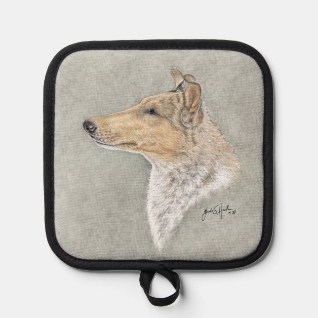 Smooth Sable Collie Art Pot Holder (Front)