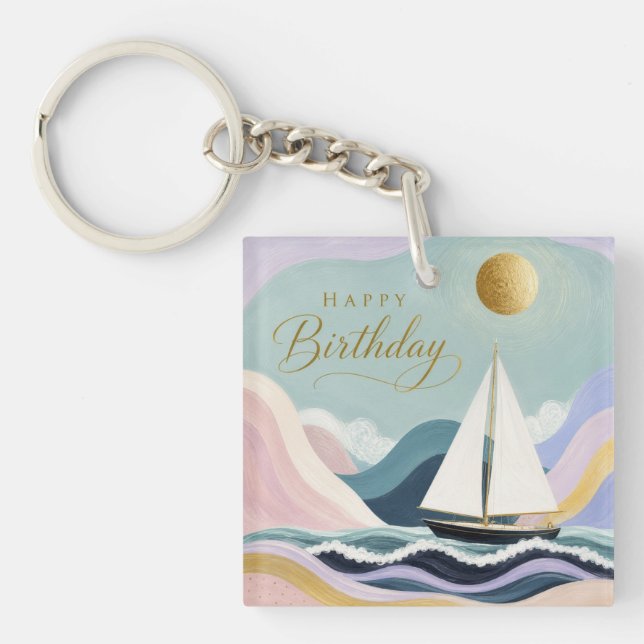 Smooth Sailing into Another Year Key Ring (Front)