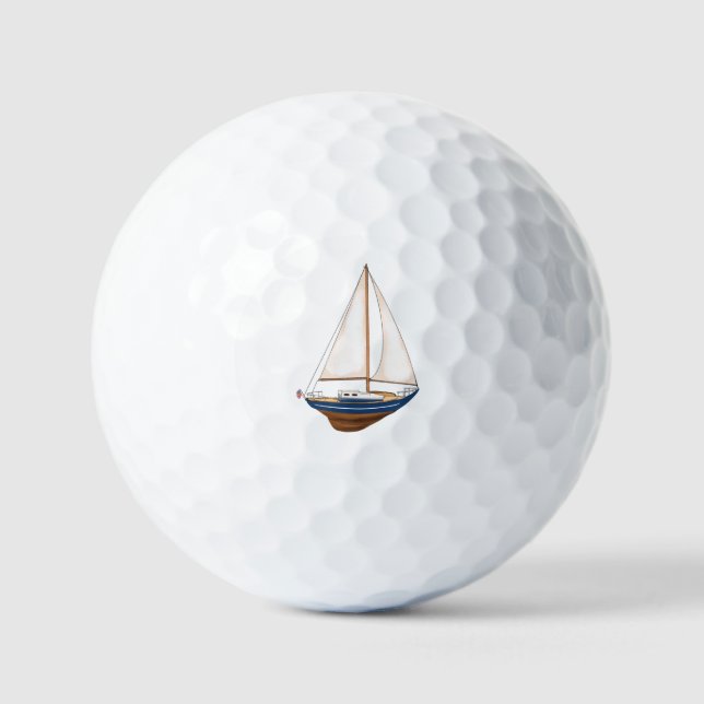 Smooth Sailing Nautical Coastal Preppy Golf Balls (Front)