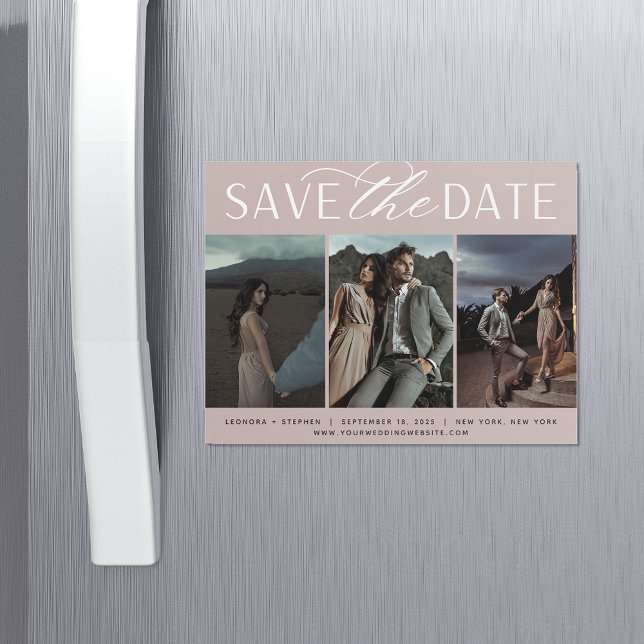 Smooth Script | 3 Photo Save the Date Magnet (Creator Uploaded)