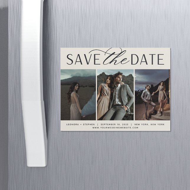 Smooth Script | 3 Photo Save the Date Magnet (Creator Uploaded)