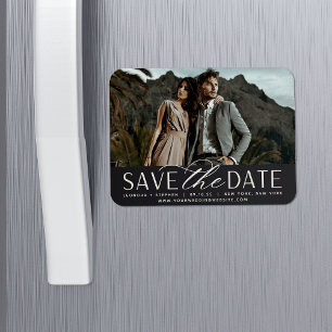 Smooth Script   Horizontal Photo Save the Date Magnet