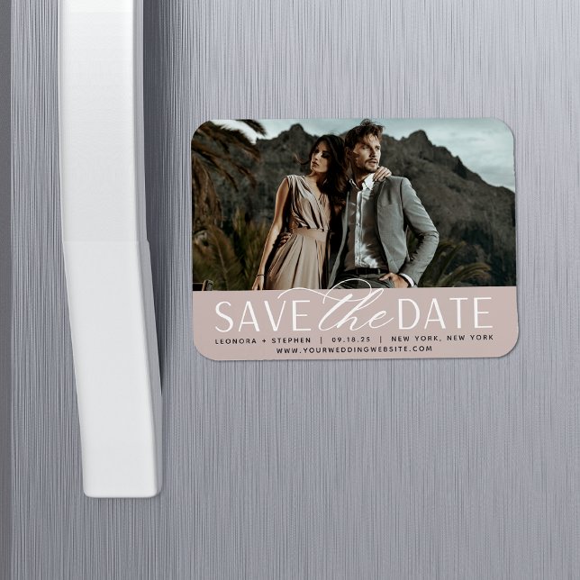 Smooth Script | Horizontal Photo Save the Date Magnet (Creator Uploaded)