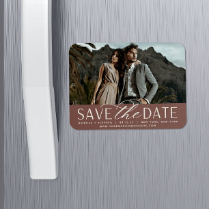 Smooth Script   Horizontal Photo Save the Date Magnet