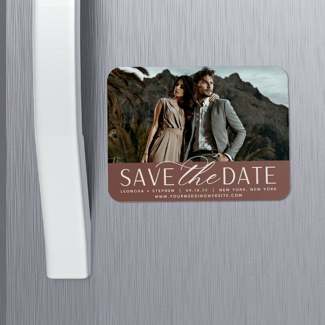 Smooth Script | Horizontal Photo Save the Date Magnet (Creator Uploaded)
