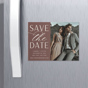 Smooth Script Photo Save the Date Magnet