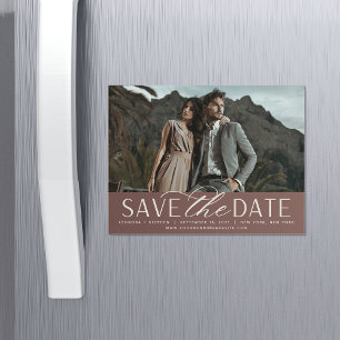 Smooth Script Photo Save the Date Magnet