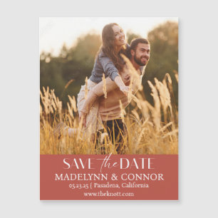 Smooth Script Photo Save the Date Magnetic Card