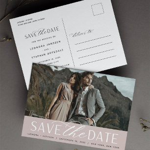 Smooth Script Photo Wedding Save the Date Announcement Postcard