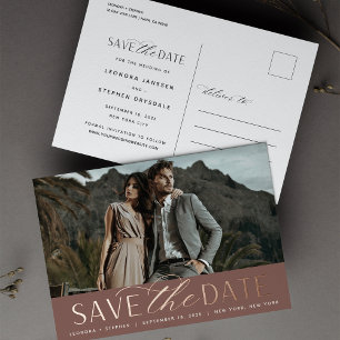 Smooth Script Photo Wedding Save the Date Foil Invitation Postcard