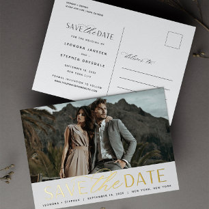 Smooth Script   Photo Wedding Save the Date Foil Invitation Postcard