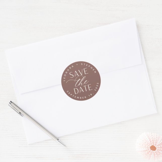 Smooth Script | Save the Date Classic Round Sticker (Envelope)