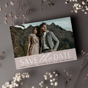 Smooth Script Single Horizontal Photo Wedding Save The Date