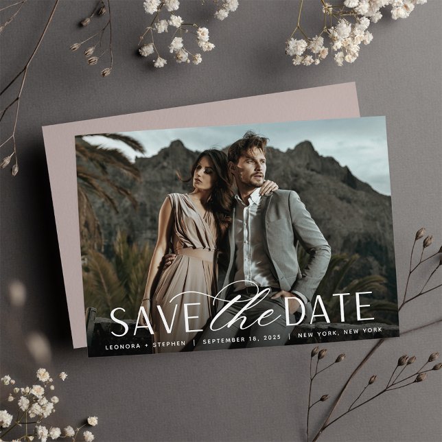 Smooth Script | Single Horizontal Photo Wedding Save The Date (Creator Uploaded)