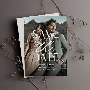 Smooth Script   Single Vertical Photo Wedding Save The Date