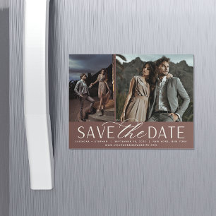 Smooth Script   Two Photo Save the Date Magnet