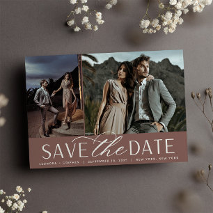 Smooth Script Two Photo Wedding Save The Date