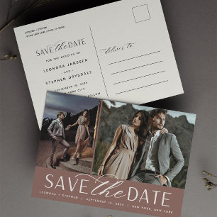 Smooth Script   Two Photo Wedding Save the Date Announcement Postcard