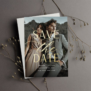 Smooth Script Vertical Photo Save the Date