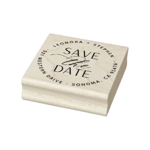 Smooth Script Wedding Save the Date Return Address Rubber Stamp