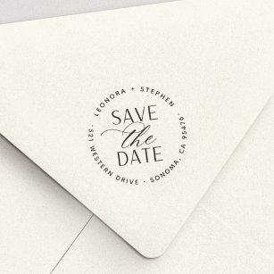 Smooth Script Wedding Save the Date Return Address Self-inking Stamp