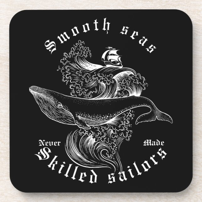  Smooth Sea Skilled Sailor Quote Nautical Whale Coaster (Front)