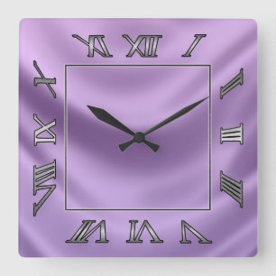 smooth silk - purple square wall clock