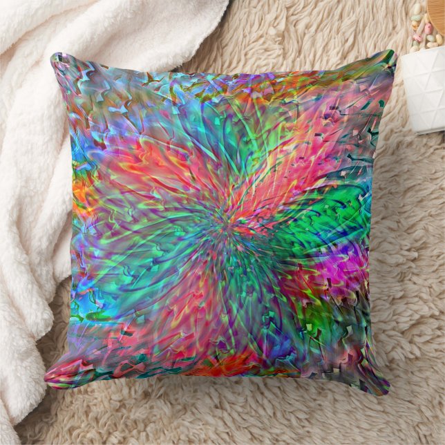 Smooth spiral in overlapping showy coloured spots cushion (Blanket)