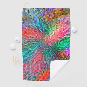 Smooth spiral in overlapping showy coloured spots golf towel