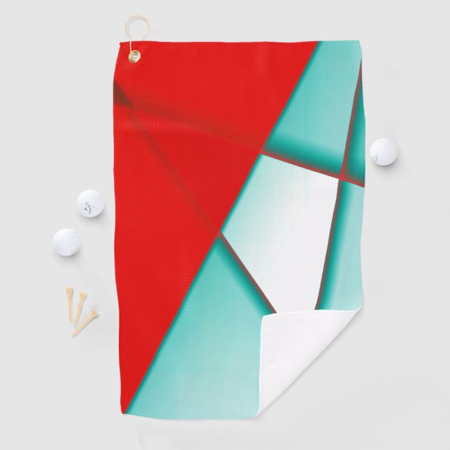 Smooth turcoise trapeze rectangle under red sheet  golf towel (InSitu)