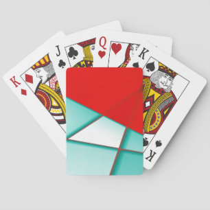 Smooth turcoise trapeze rectangle under red sheet playing cards