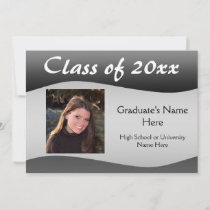 Smooth Wave Black/Grey Graduation Announcement