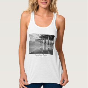 Smooth Waves At Cocoa Pier Grayscale Tank Top