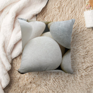 Smooth White Round Zen Pebbles Stone Nature Photo Cushion