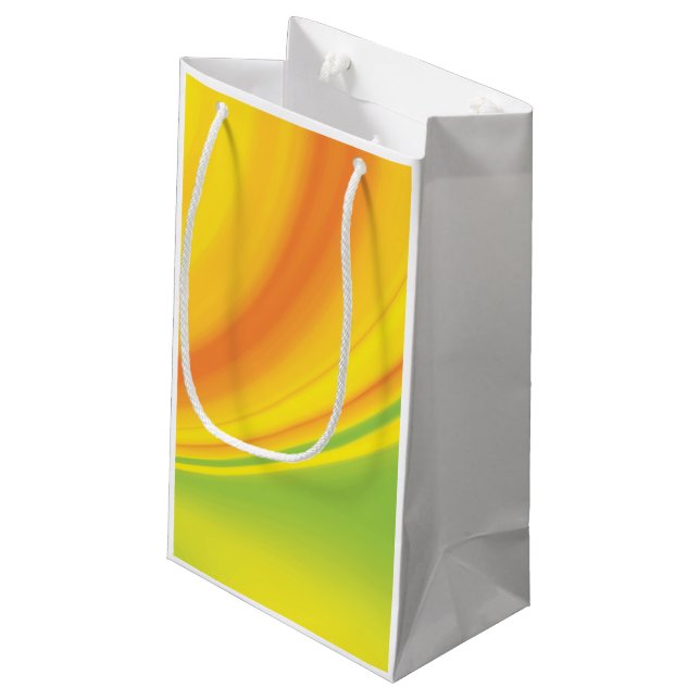 Smooth yellow green colour blending background small gift bag (Back Angled)