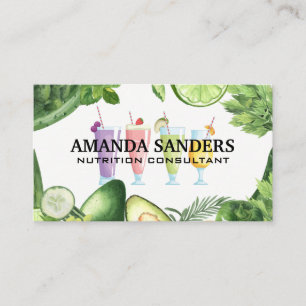 Smoothie Drinks   Green Leaves Vegetables Business Card