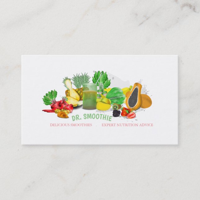 Smoothie Health Food Nutritionist Business Card (Front)