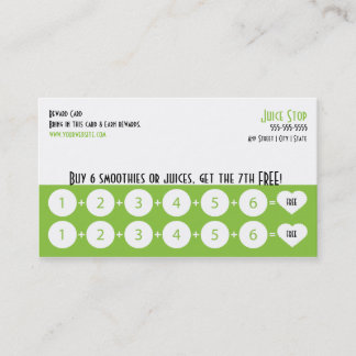Smoothie & Juice Bar Business Card Loyalty Card