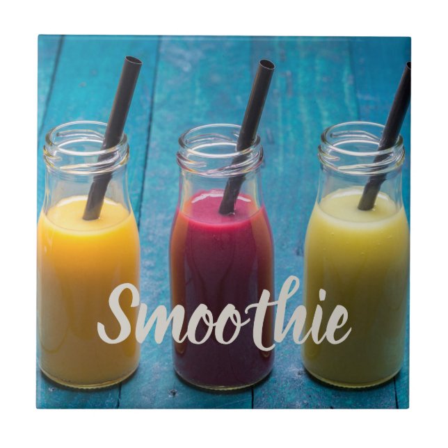 Smoothie juice drink mango orange kiwi gift tile (Front)