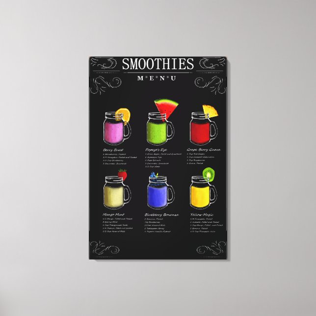 Smoothies Menu Canvas Print (Front)