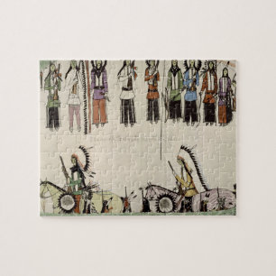 'Smoothing the Place Dance' (ink on paper) Jigsaw Puzzle